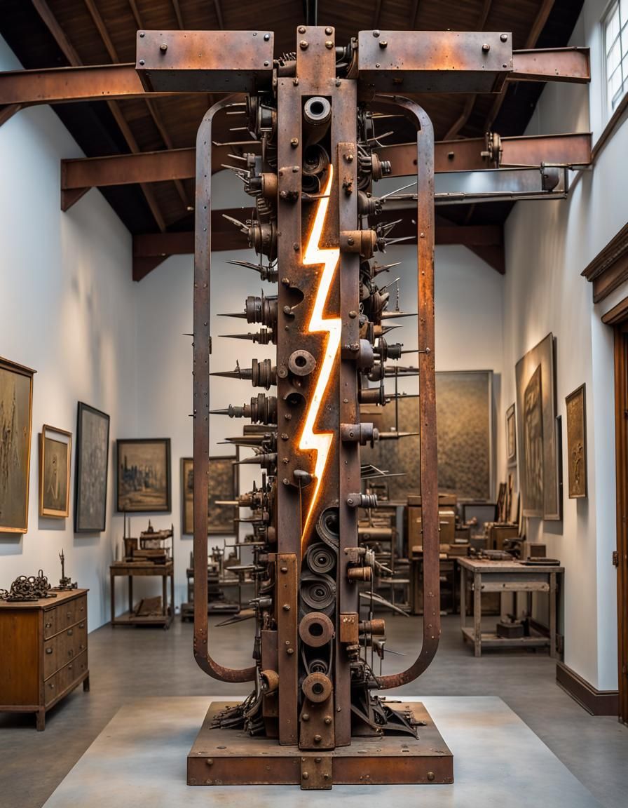 Surreal Metal Art Sculpture of Lightning