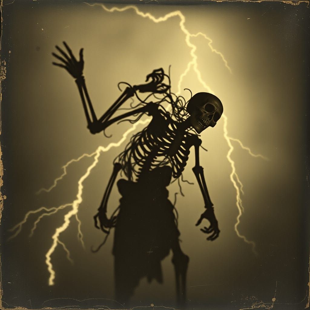 Gritty Vintage Skeleton in Dynamic Pose