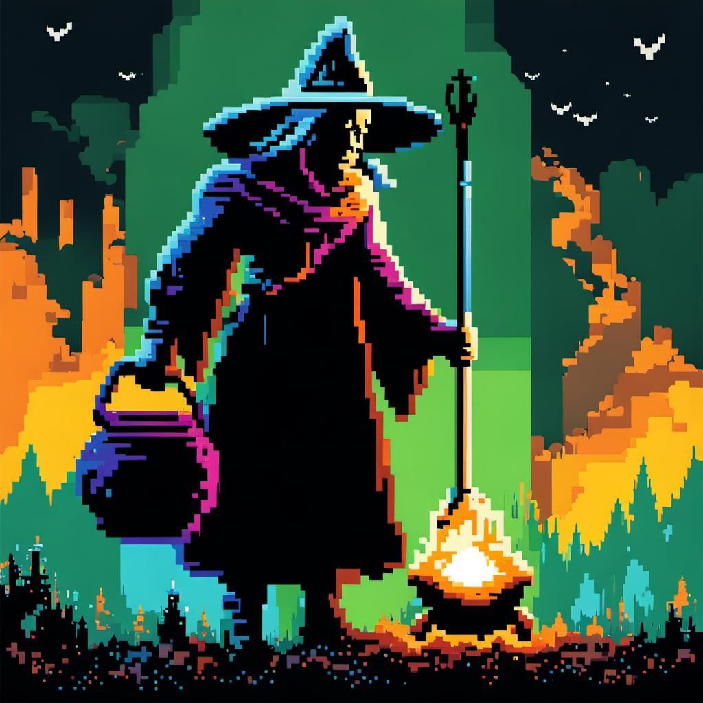 The old witch is going to cook the children in a cauldron
