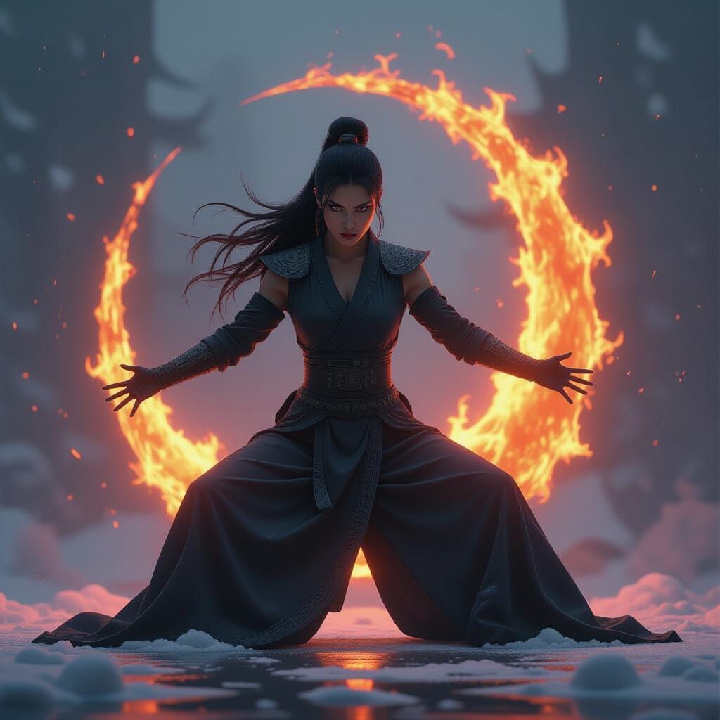 Elemental Woman in Dramatic, Photorealistic Style