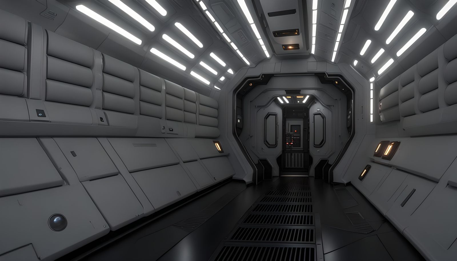 spaceship white corridor interior