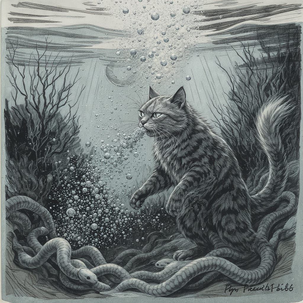 Anthropomorphic Cat Plays Underwater Football, Artstation