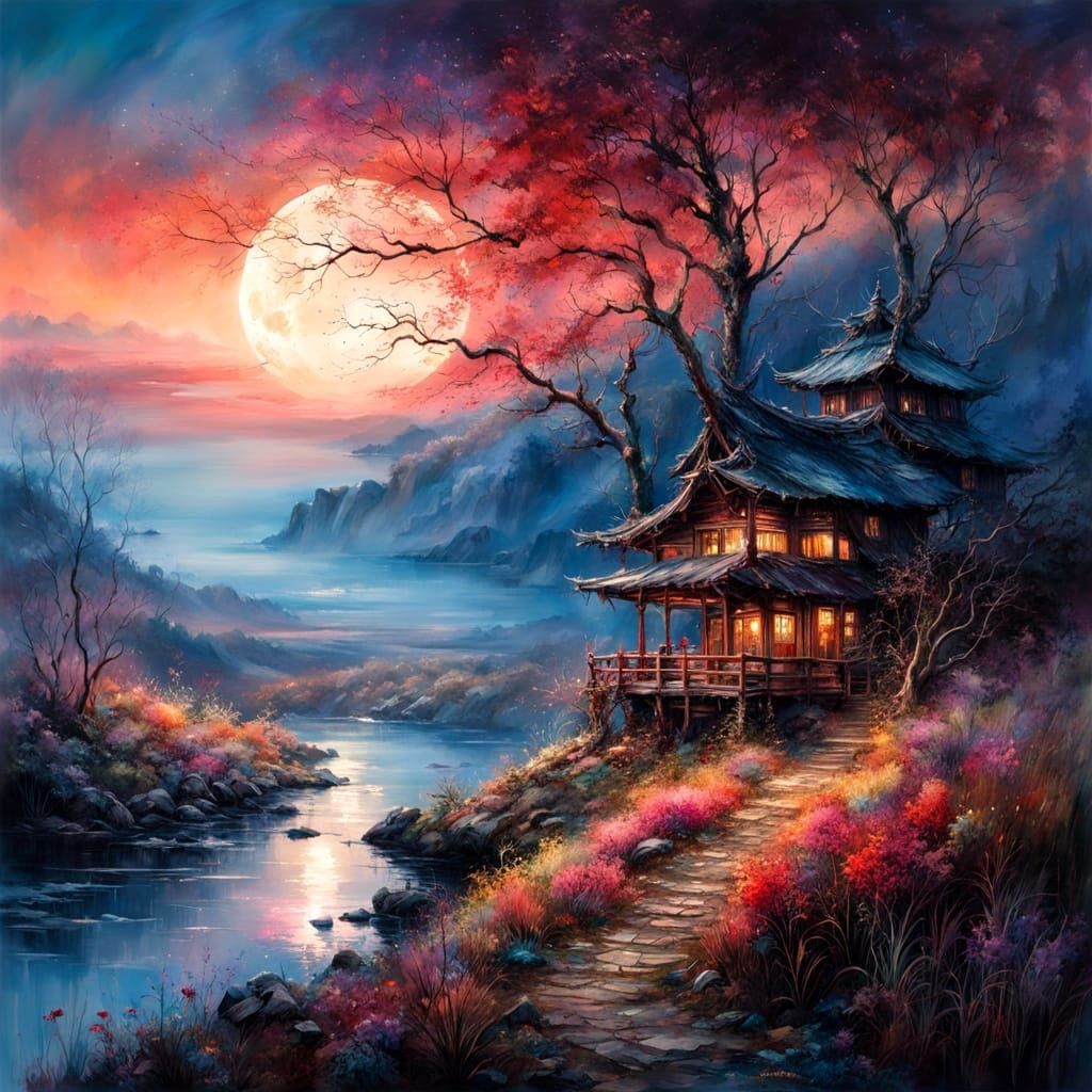 Sakura Moonrise Whispering Dreams