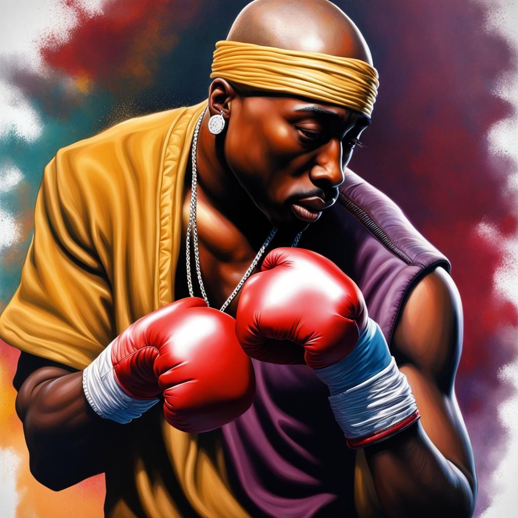 Hyperrealistic Boxing Match in Splash Art Style