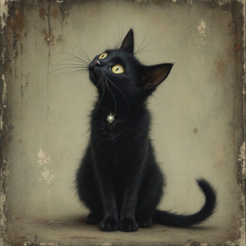Mysterious Black Feline in Elegant Portraiture