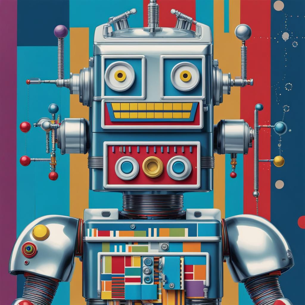 Cyborg Robot in Pop Art Style Wrapping Paper