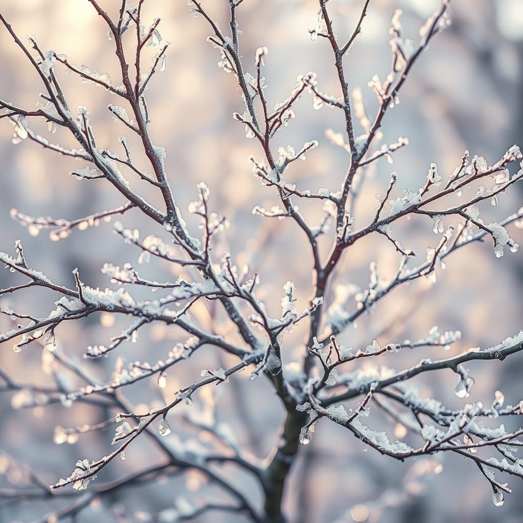 Glistening Frost on Delicate Winter Branches