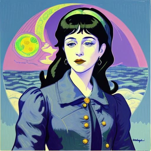 Woman Gazing Skyward in Impressionist Fauvism Style