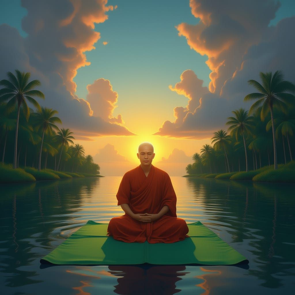 Black Priest Prays Amidst Giant Trees