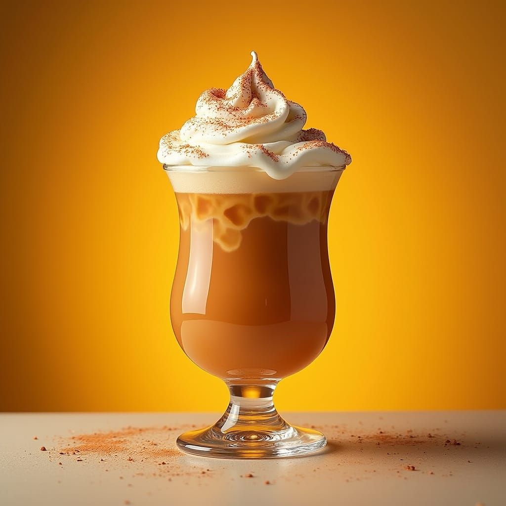 Creamy Iced Thai Tea with Whipped Cream in a Delicate Glass