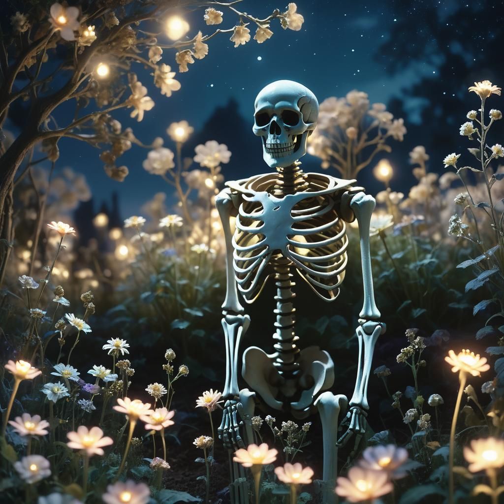 Moonlight Gardener Cultivating Star Flowers in Dark Fantasy ...