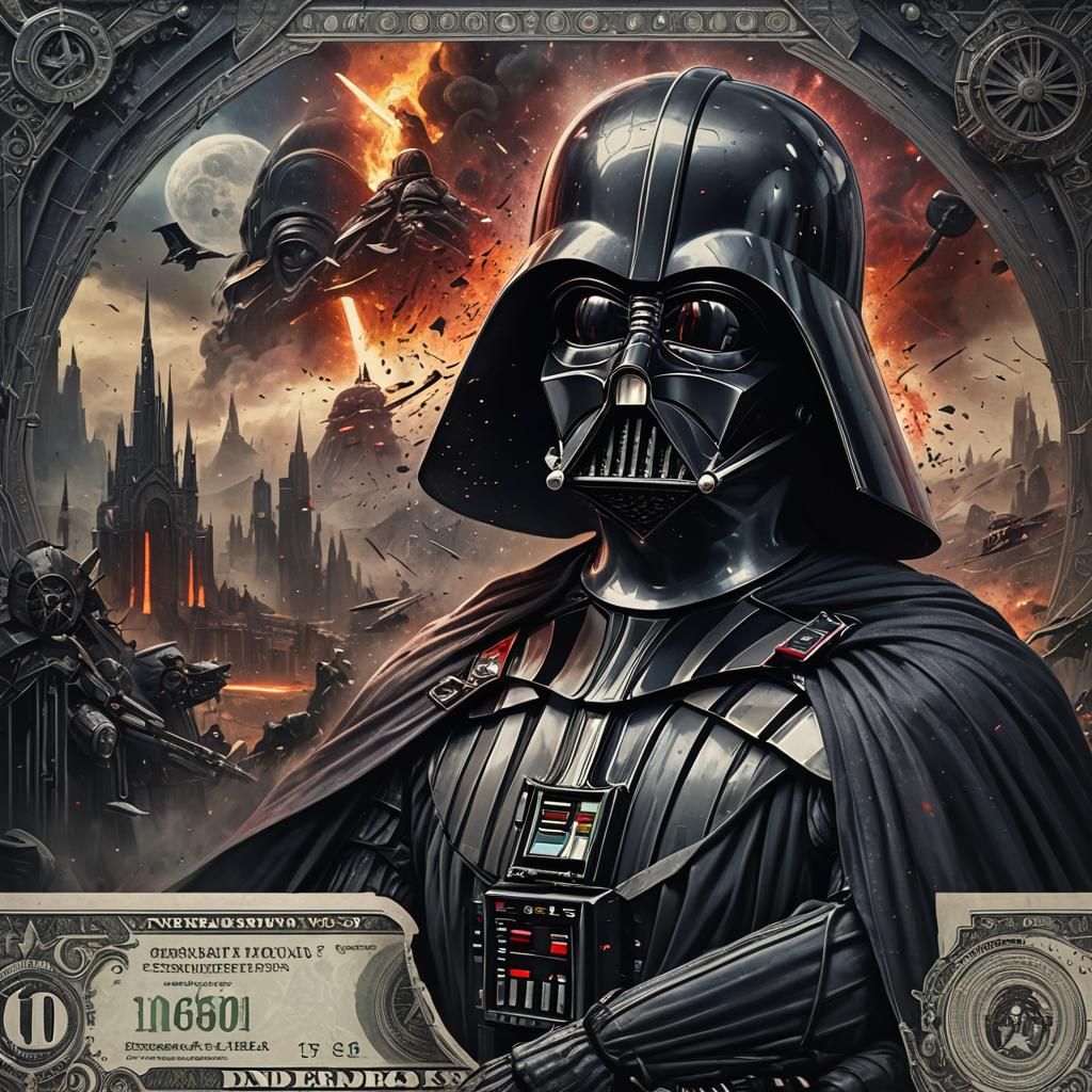 Darth Vader Art Banknote in Detailed Matte Painting
