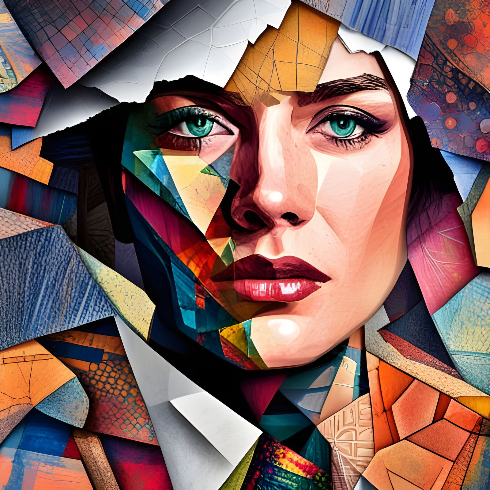 Abstract Collage Portrait from Image Fragments