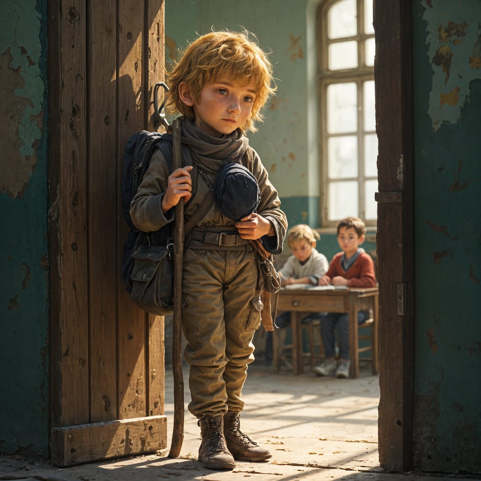Boy at School Gate: Fantasy Concept Art