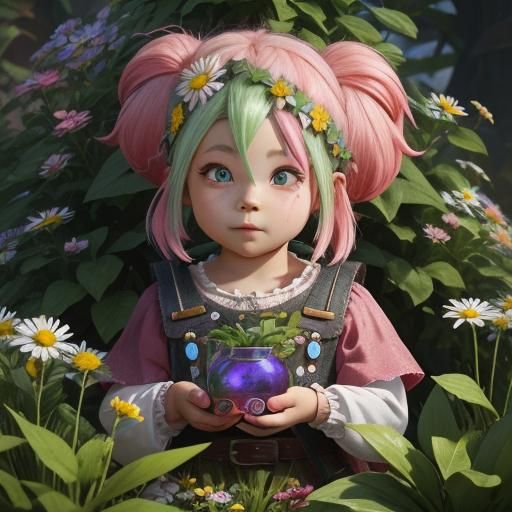 Charming Gnome Potion Merchant in Fantasy Art Style