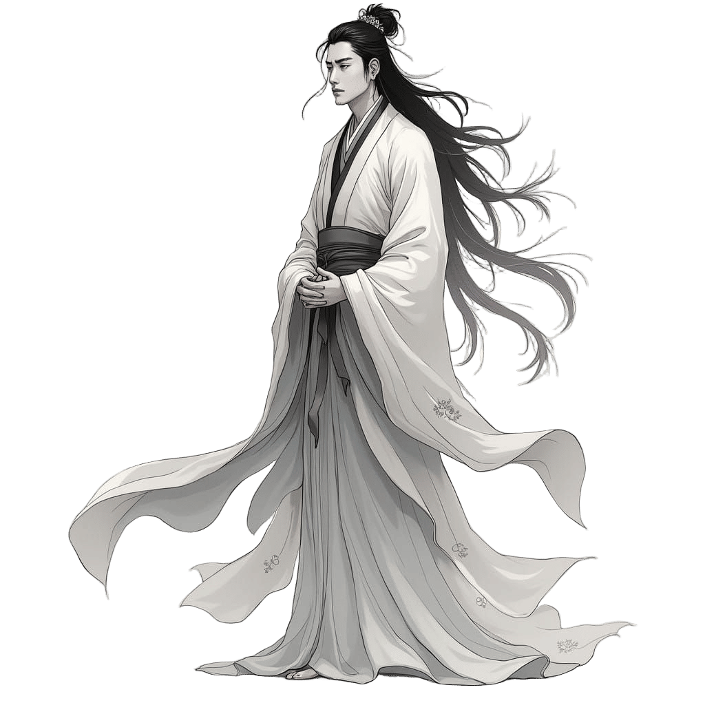 Martial Cultivator in Serene Contemplation, Inspired by Manh...