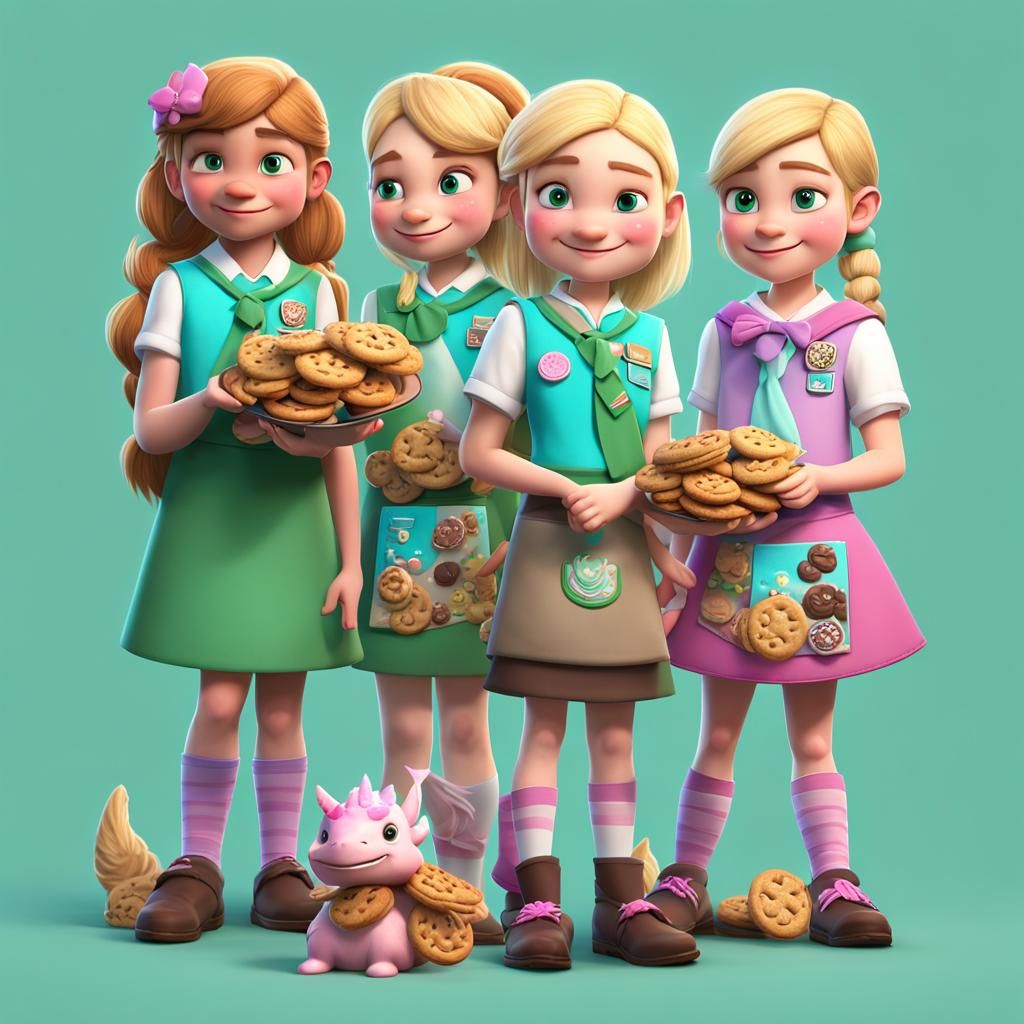 Girl Scouts Cookie Sales with Axolotl and Unicorn