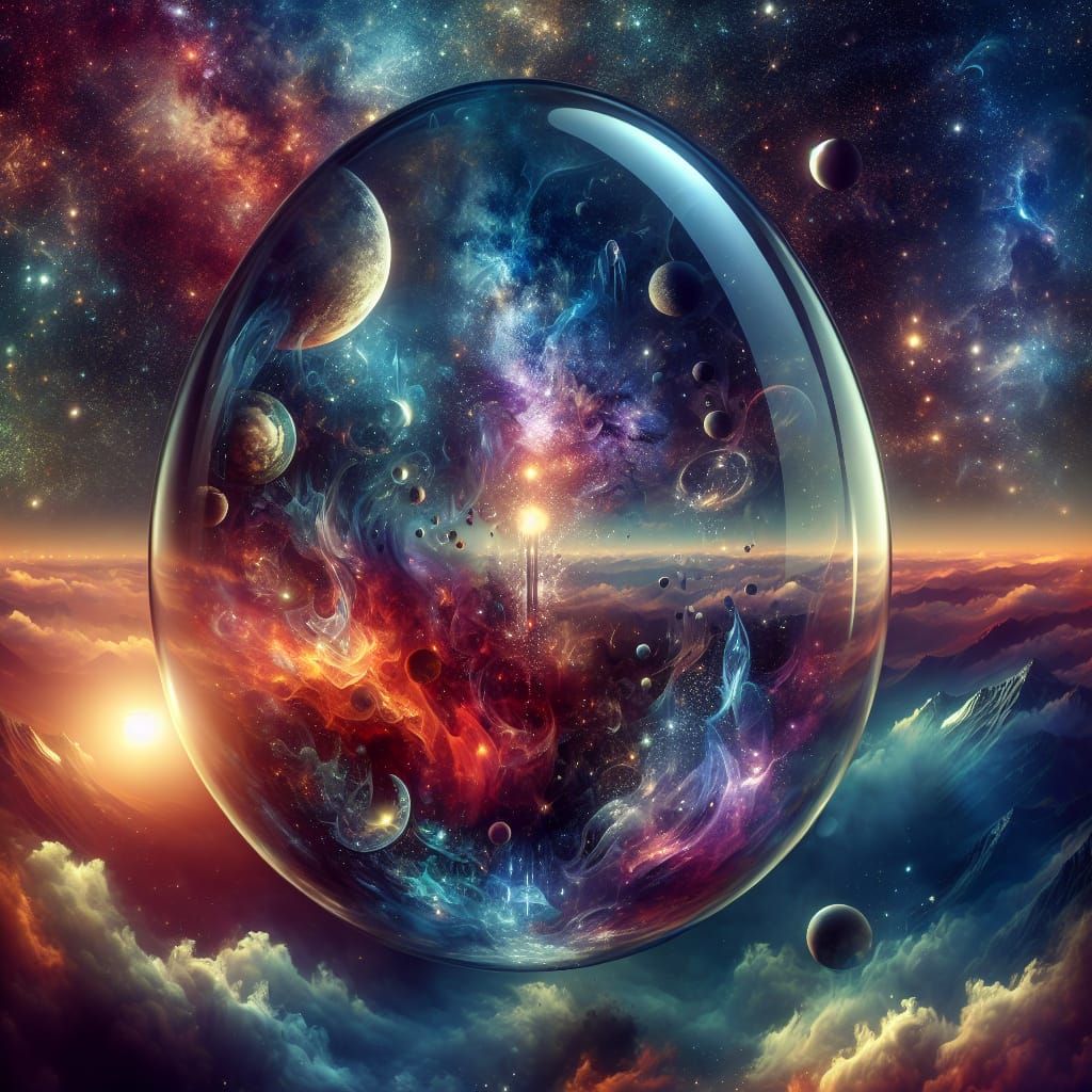 Cosmos in Glass Egg Matte Painting