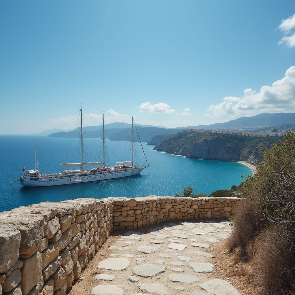 Ancient Greece Landscape in Oil Painting Style