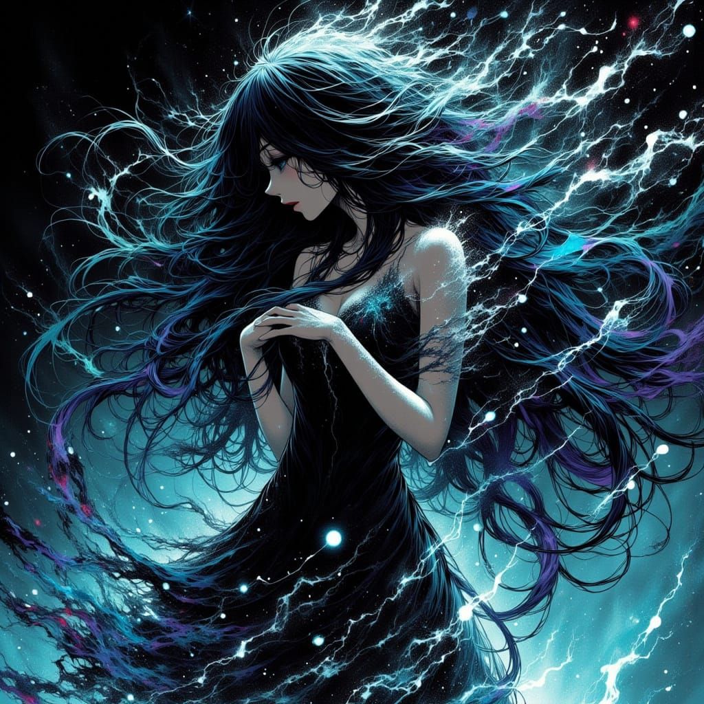 80s Anime Woman Unleashes Magic in Stylized Rage