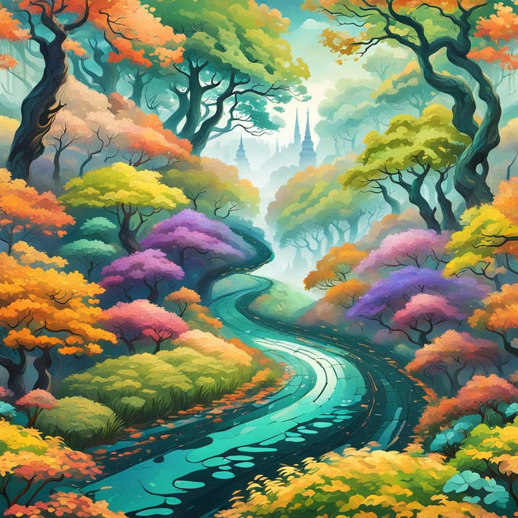 Mystical Path Through a Fantasy Landscape