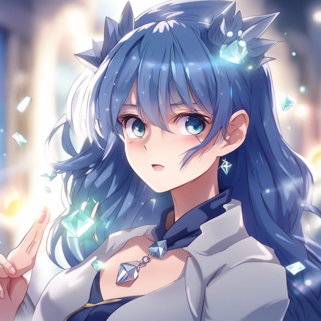 Anime Style Diamond Queen with Navy Hair