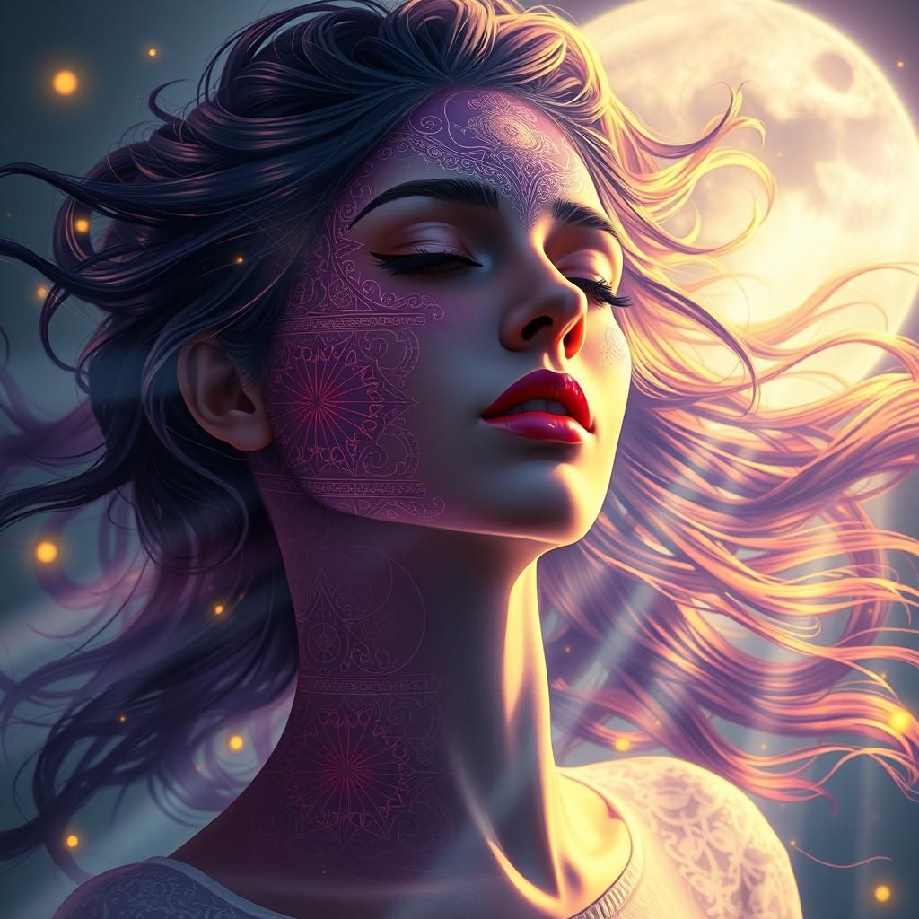 Ethereal Woman Dancing in Moonlight: Hyperdetailed Concept A...