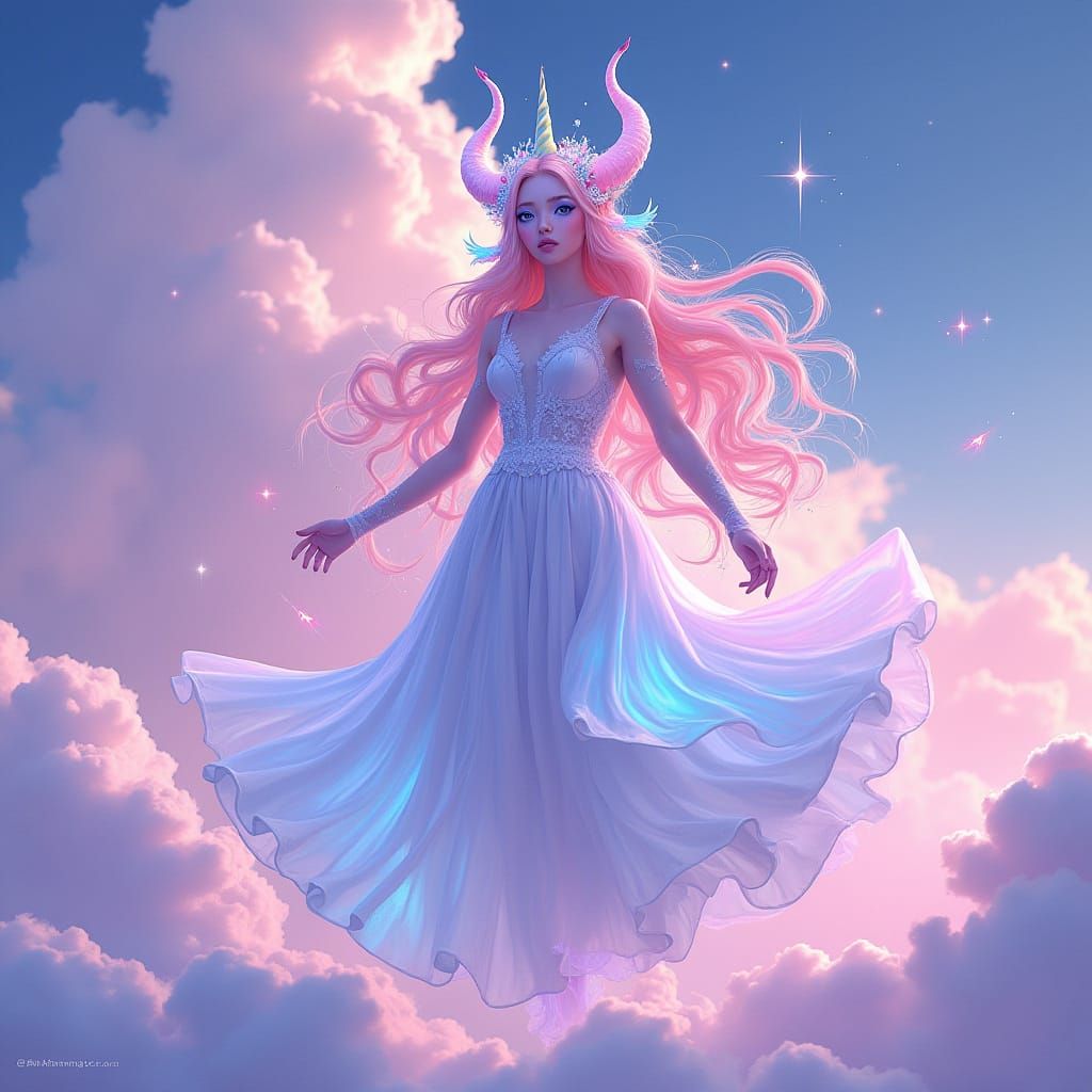 Dream Goddess in Ethereal Pastel Dreamscape