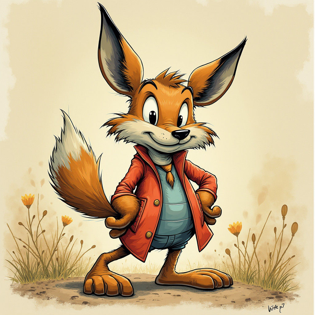 Wiley Coyote in Cartoon Style