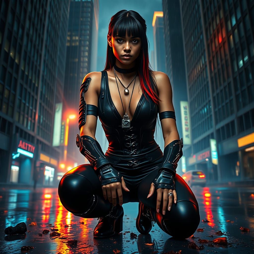Cyberpunk Portrait: Indian Woman with Cybernetic Arm