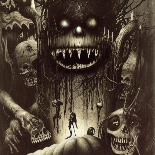 Terrifying Halloween Horror Scene