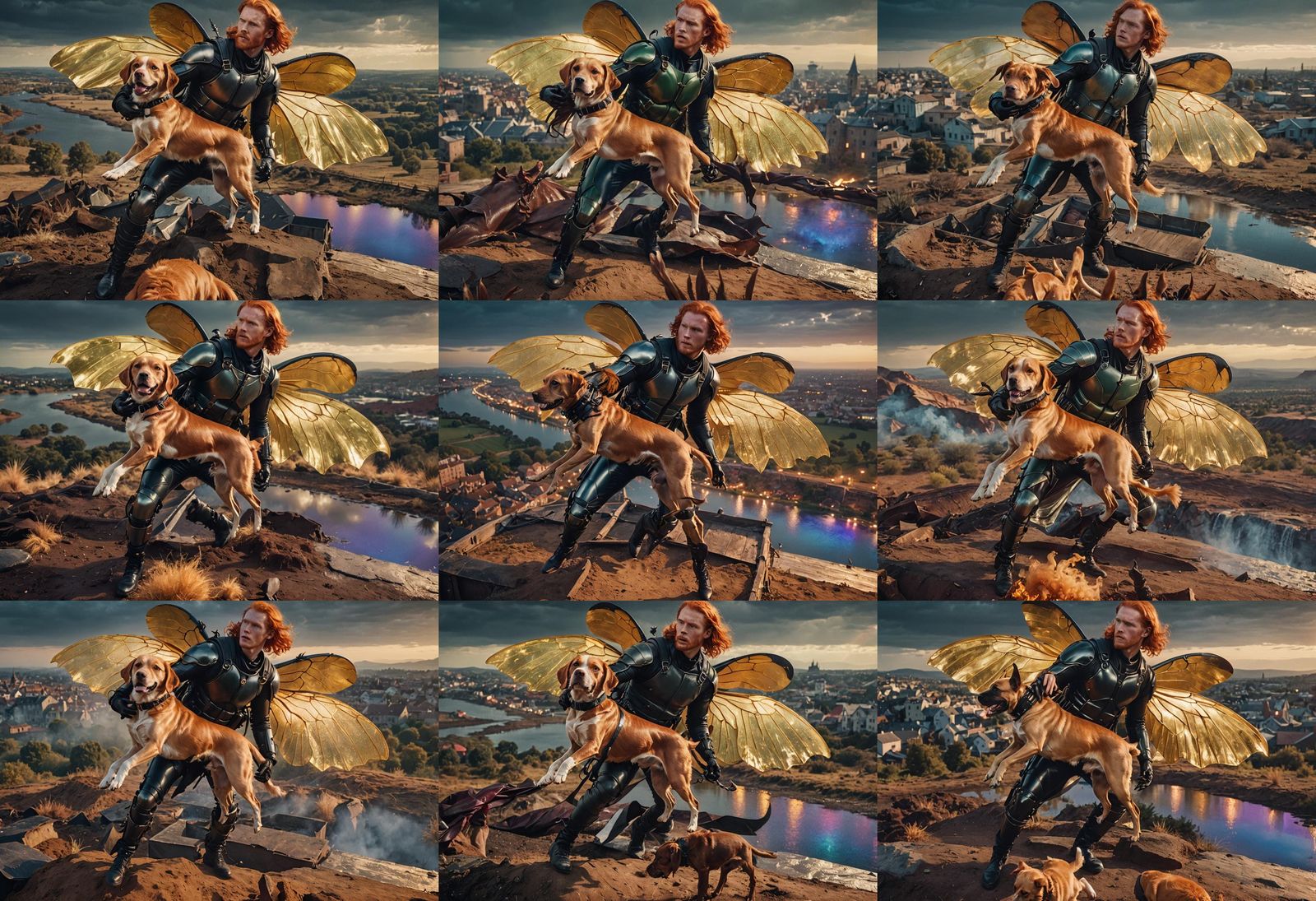 Redhead Man with Beetle Wings and Labrador