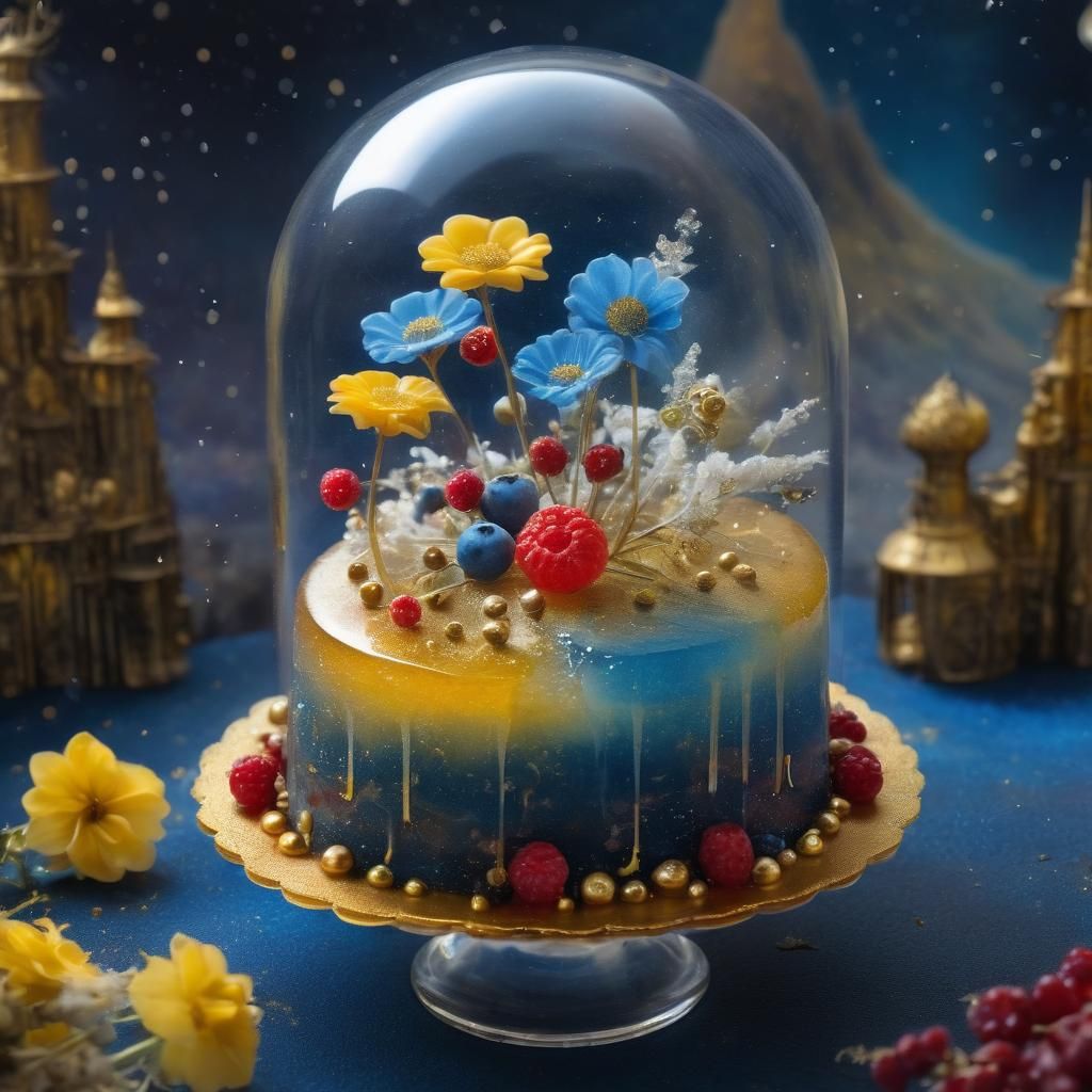 Space Landscape Jelly Cake in Art Deco Style