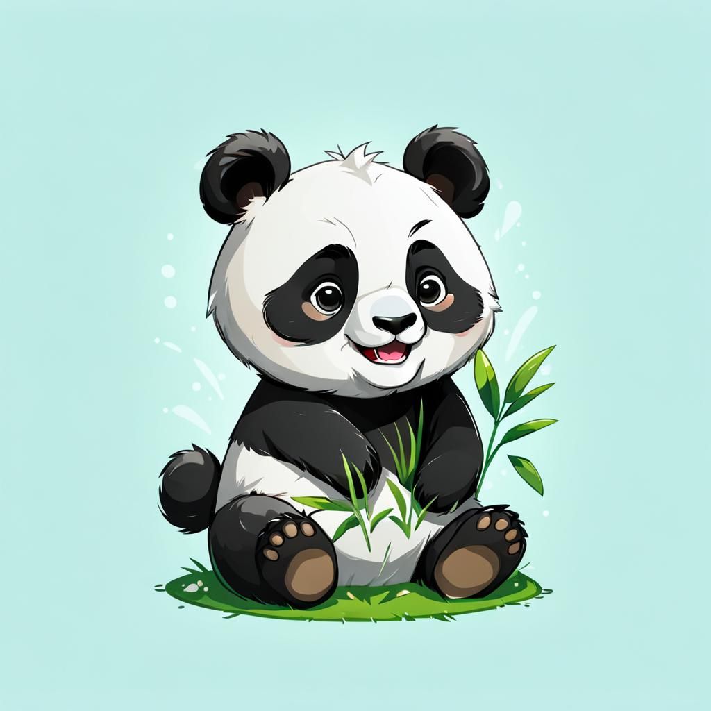 Panda Resting Peacefully on Green Grass