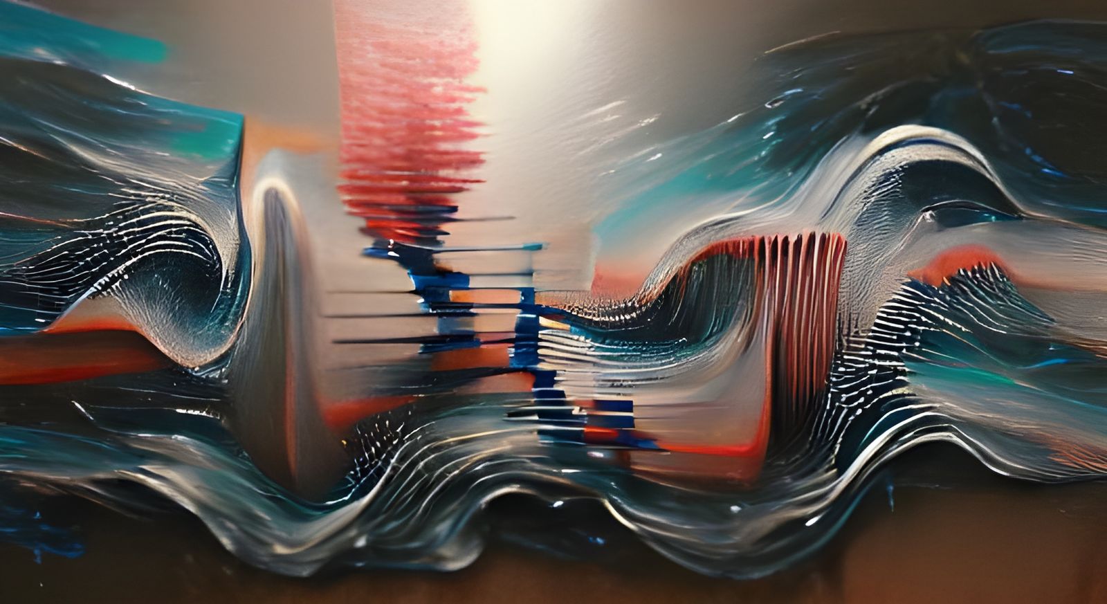 Abstract Soundwaves in Hyperdetailed Oil Painting