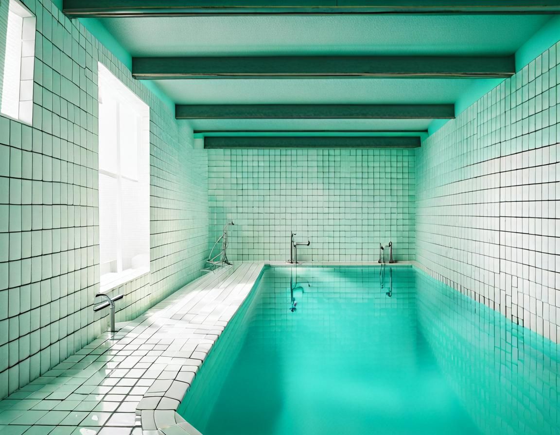 Surreal Liminal Space with Cyan Pools