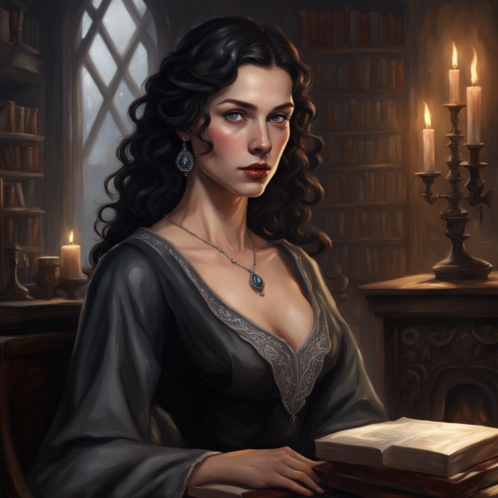 Elegant Woman in Medieval Gown Portrait