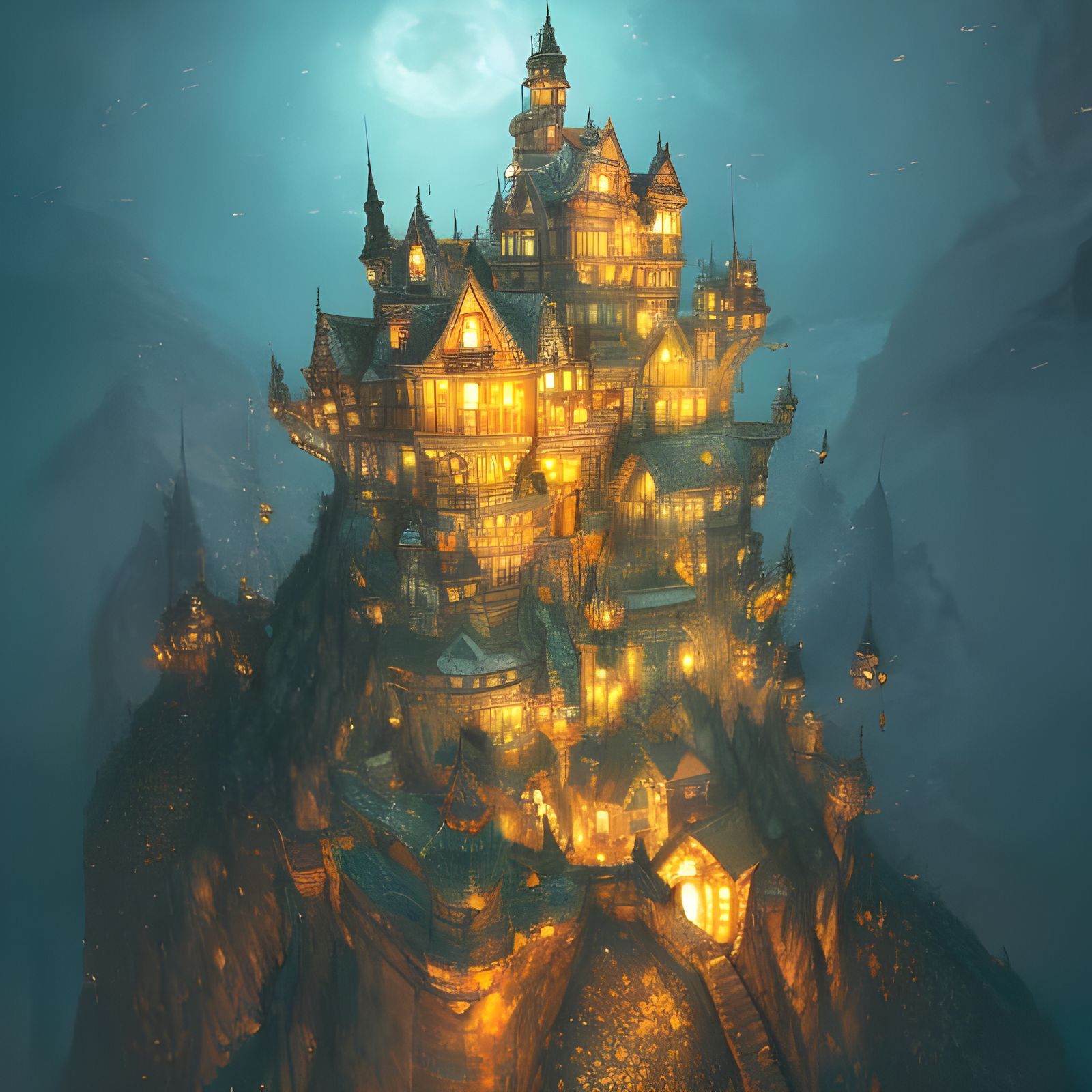Amber Gemstone Castle on Epic Mountain