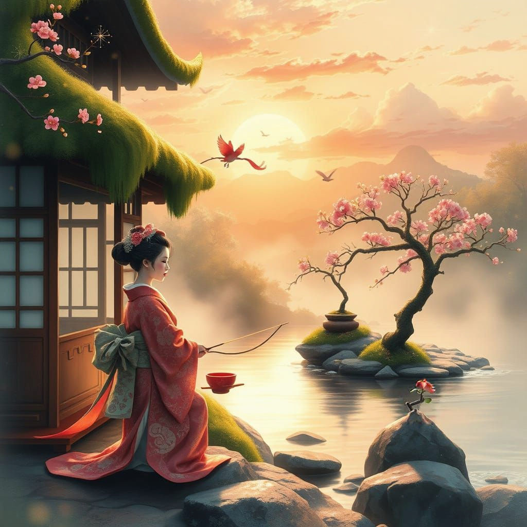 geisha and bonsai