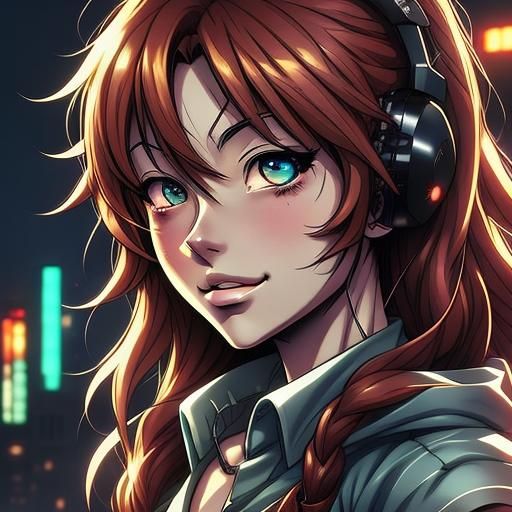 Girl Gamer in Anime Style Close-Up