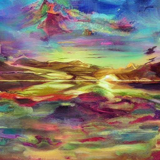 Surrealist World with Melting Buildings in Dali Style