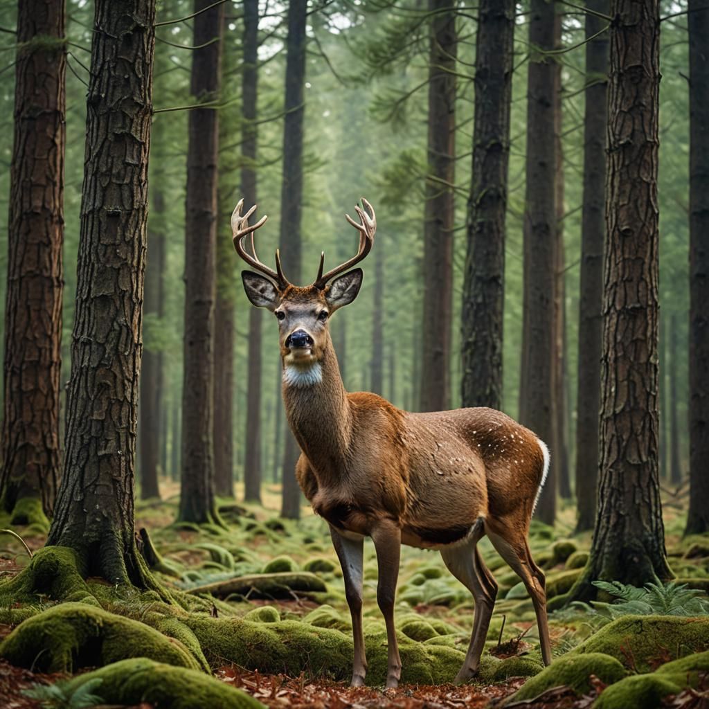 Gentle Deer in Forest Clearing Portrait
