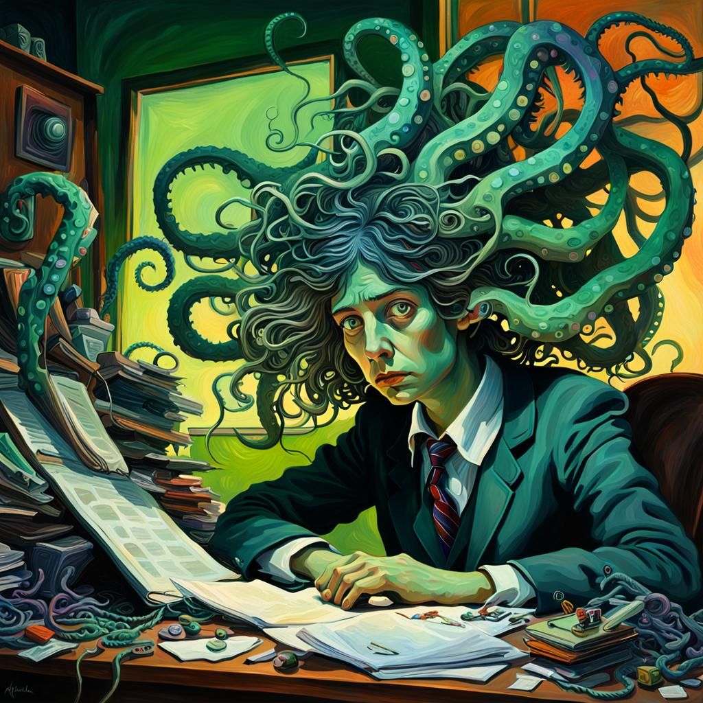 Eldritch Office Worker in Surreal Style