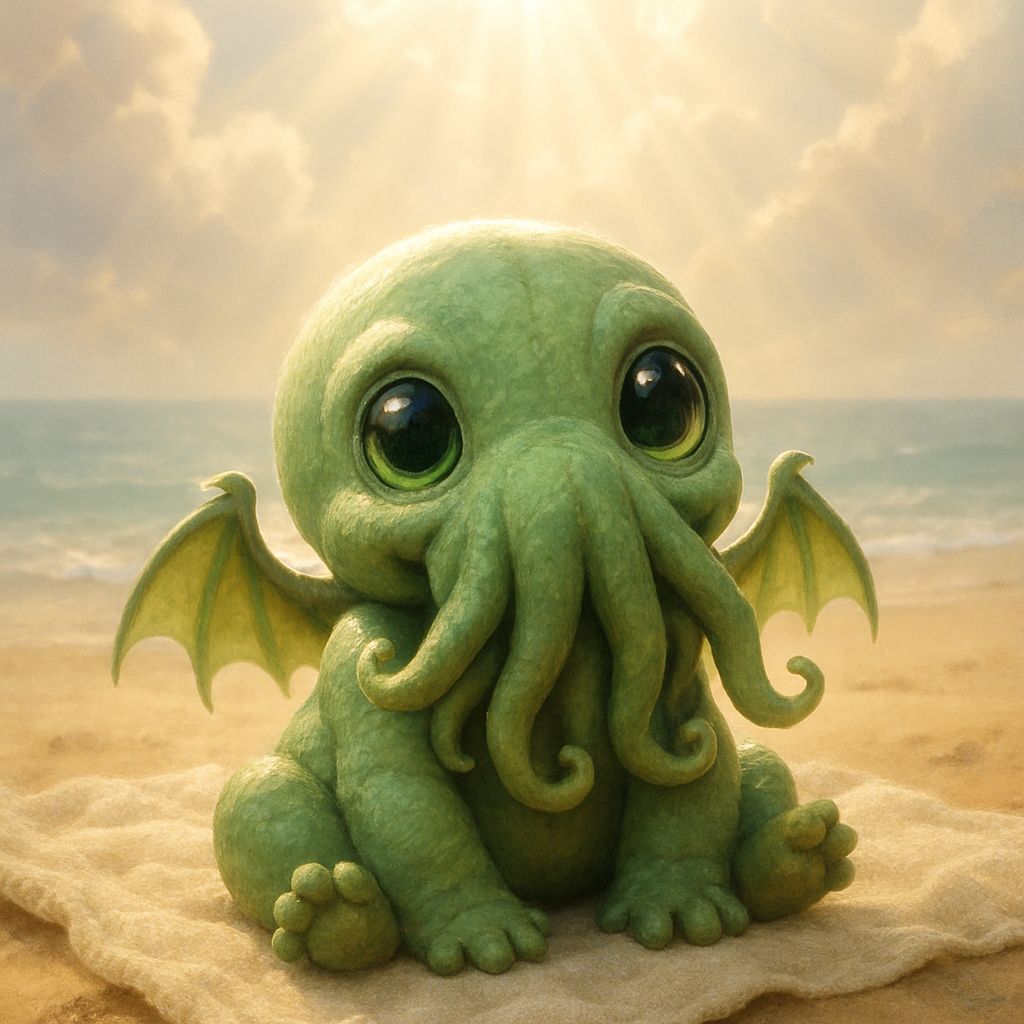 Cute Baby Cthulhu on the Beach