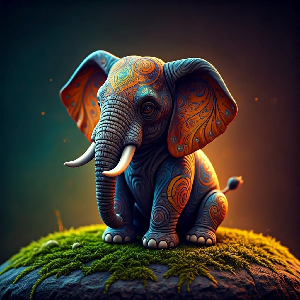 Expressive Toy Elephant in Hyperrealistic Style