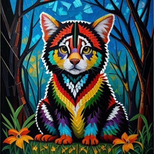 Colorful Mosaic Patchwork in Expressionist Style