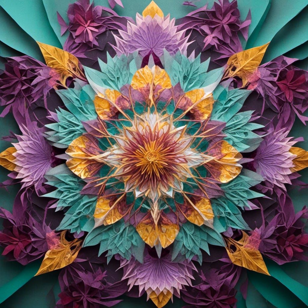 Metallic Mandala in Origami Kirigami Style