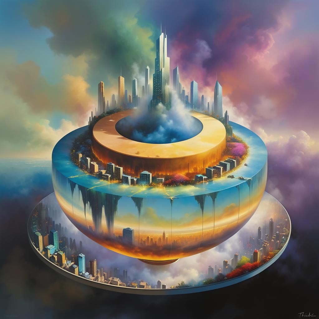 Ethereal Skyscraper in a Surreal Cityscape