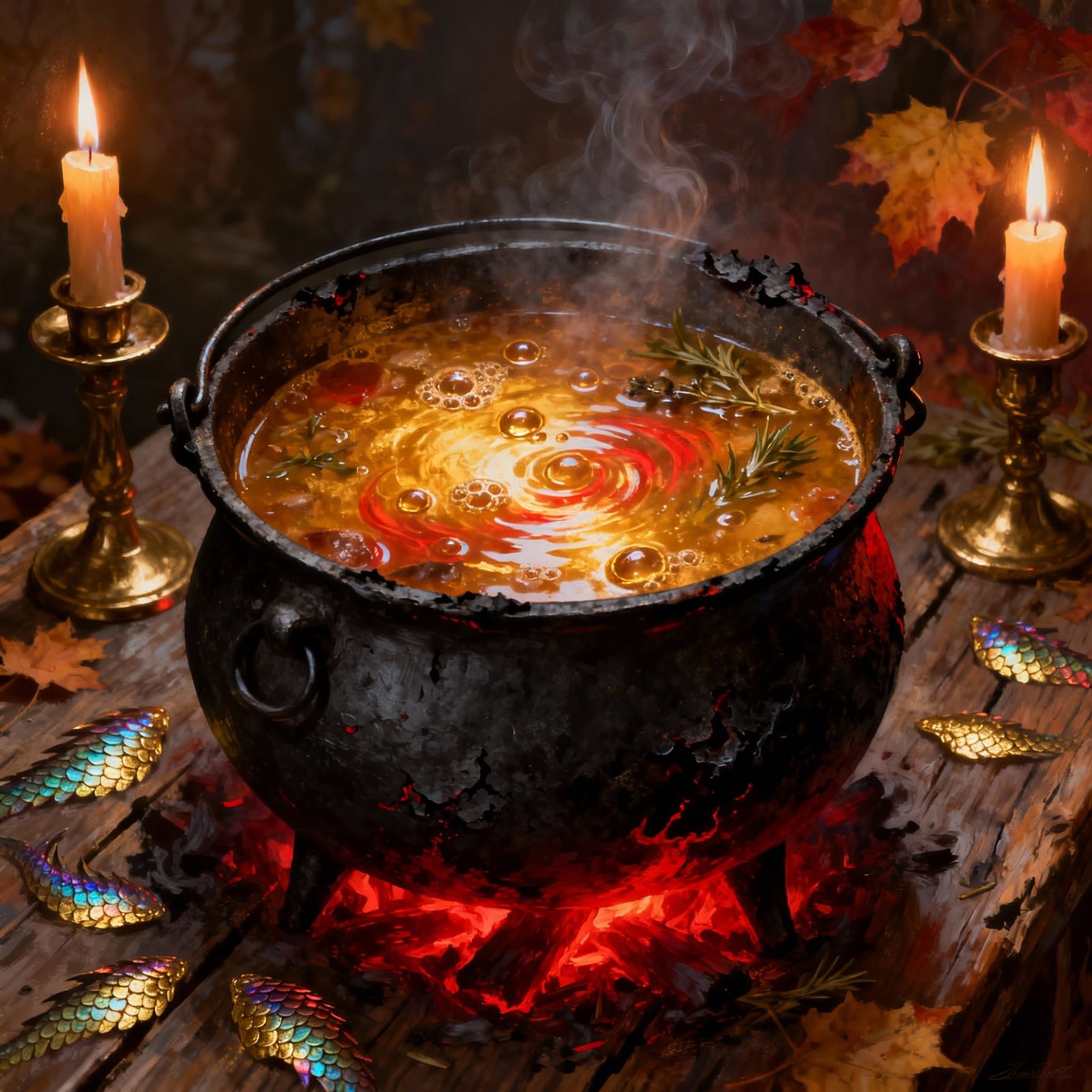 Gothic Autumn Stew in Black Cauldron