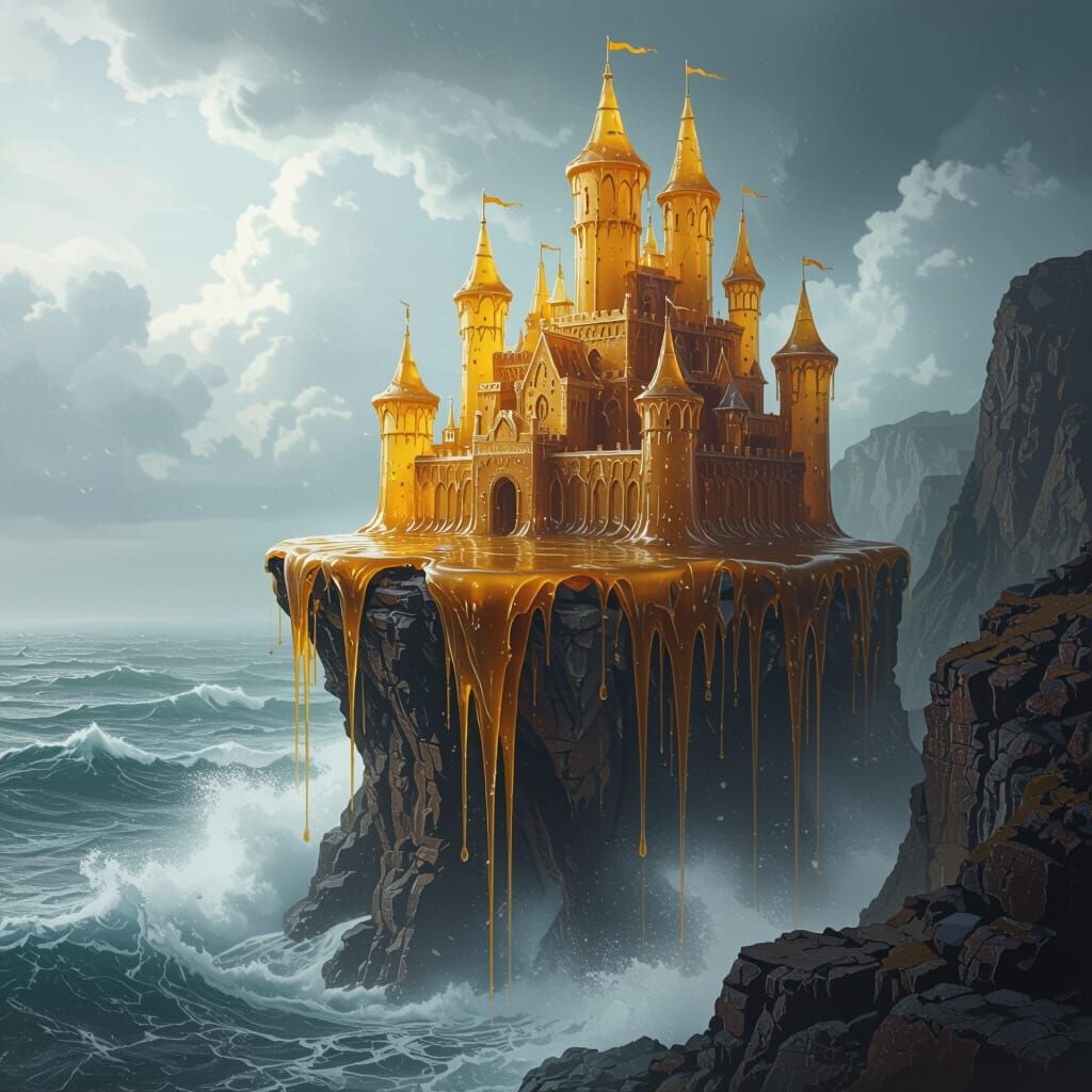 Transparent Honey Castle Overlooking Ink Sea